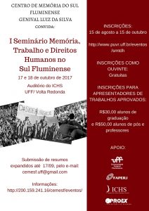 I Seminário Memória, Trabalho e Direitos Humanos no Sul Fluminense